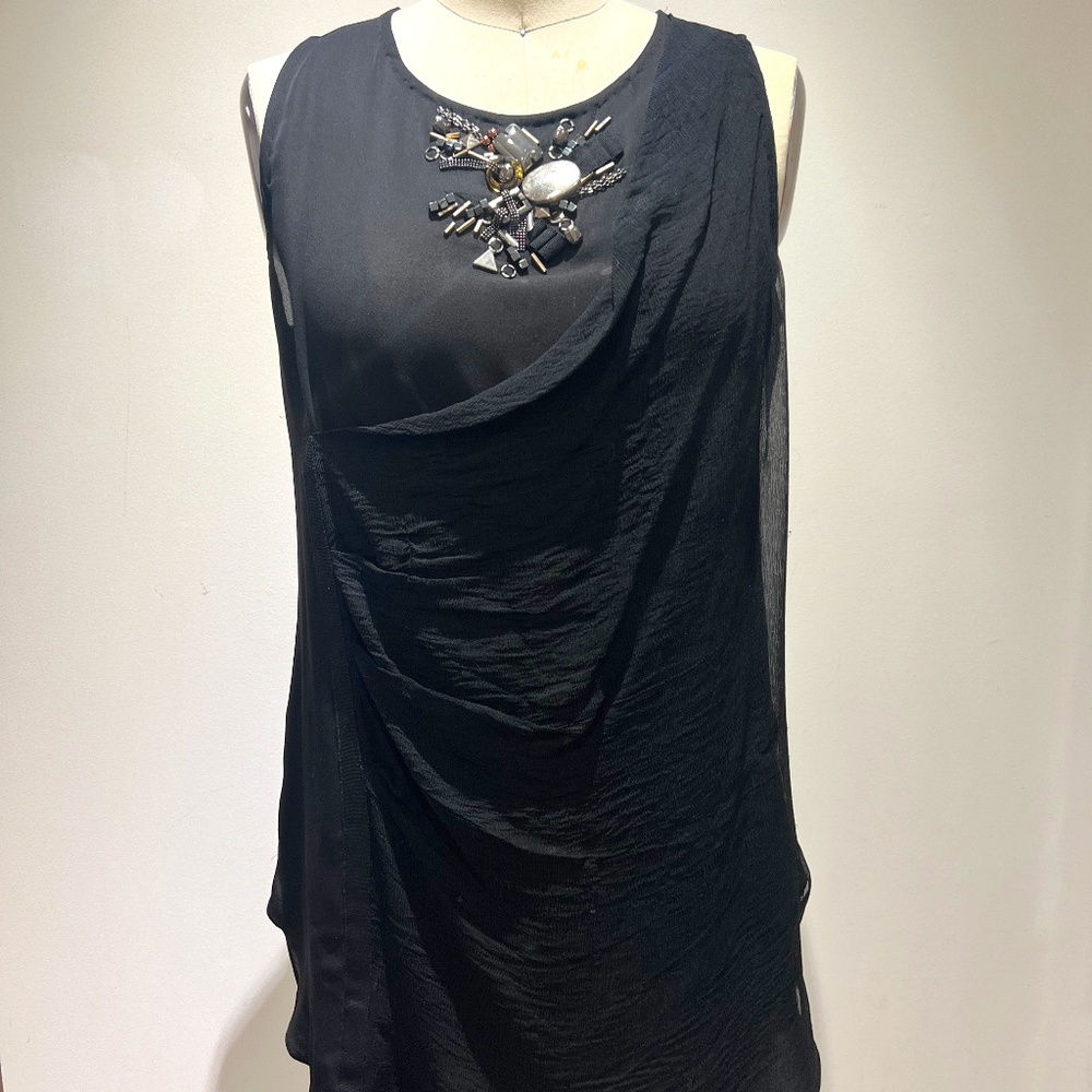 Top with beading detail and asymmetric front draping